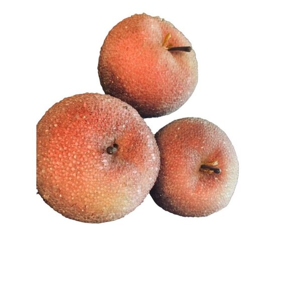 Vintage Beaded Sparkly Apple Kitschy Decor Set of 3  3.5" - Picture 3 of 7